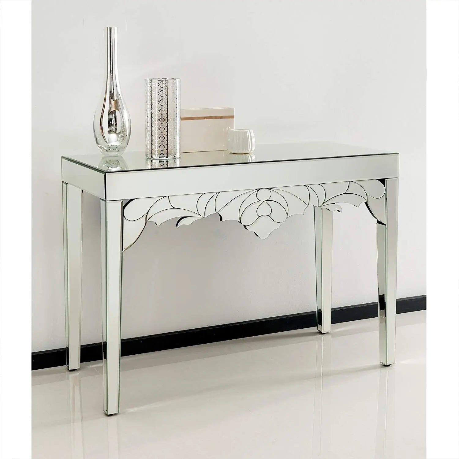 Mirrored glass deals hall table