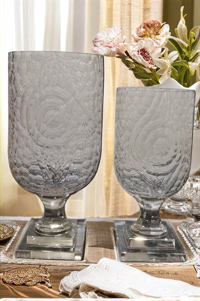 Elegant Crystal Glass Vase - Large Textured Design Venetian Design