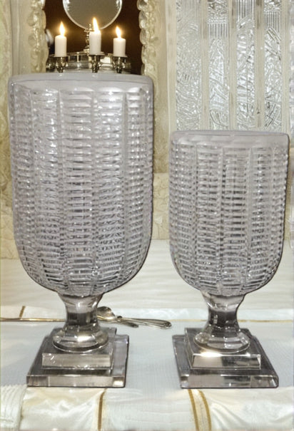 Tall Crystal Vase for Floral Arrangements Venetian Design