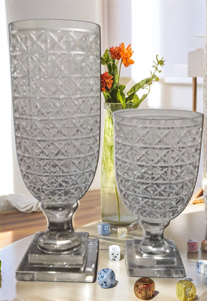 Decorative Crystal Vase - Textured Cross Design Venetian Design