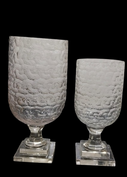 Crystal Glass Vase - Pair of Modern Elegance Venetian Design