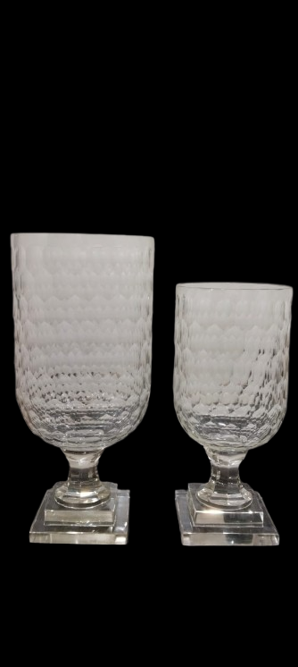 Crystal Pedestal Vase with Square Base Venetian Design